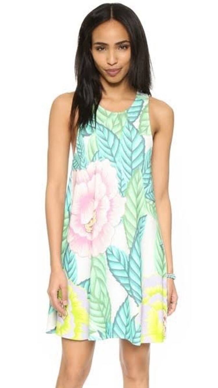 Mara Hoffman Tropical Floral Ponte Sleeveless Swing Shift Mini Dress Size XS